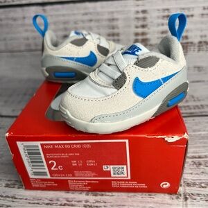 Nike Air Max 90‎ Infant Crib Shoes Gray Blue Size 2C Baby Nike